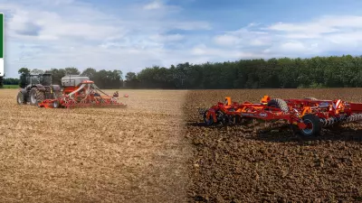 Eine Darstellung der ESPRO 6002 R und des PROLANDER 6000 - KUHN-Maschinen, die auf den Öko-Feldtagen 2025 gezeigt werden.