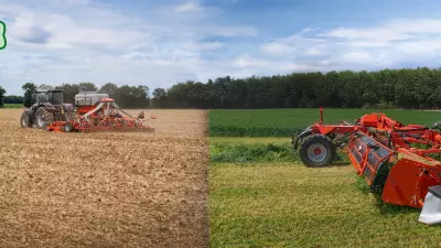 Eine Darstellung der ESPRO 6002 R und des FC 13460 RA - KUHN-Maschinen, die auf der MeLa 2025 gezeigt werden.