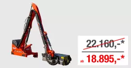 Ein Bild des KUHN AGRI-LONGER GII 4745 M - eines Böschungsmäher - vor einem grauen Hintergrund mit dem Aktionspreis von 18.895 Euro statt 22.160 Euro.