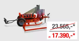 Ein Bild des KUHN RW 1410 C - eines gezogenen selbstladenden Rundballenwicklers - vor einem grauen Hintergrund mit dem Aktionspreis von 17.390 Euro statt 23.565 Euro.