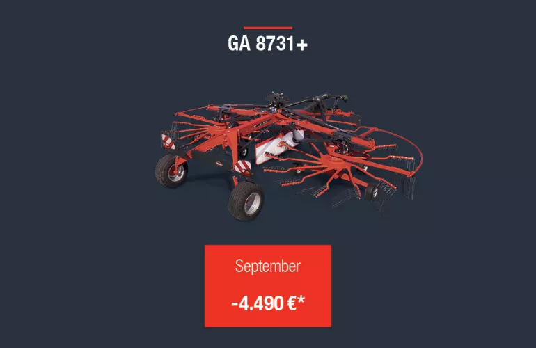Ein Bild des Schwader GA 8731+ mit dem Septemberrabatt in Höhe von 4.490 € im Herbstrasen 2026.