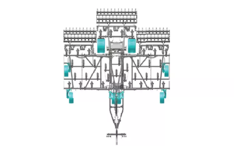 Eine schematische Darstellung der 8 Tasträder, welche für eine optimale Bodenanpassung des HIGHLANDERs sorgen.