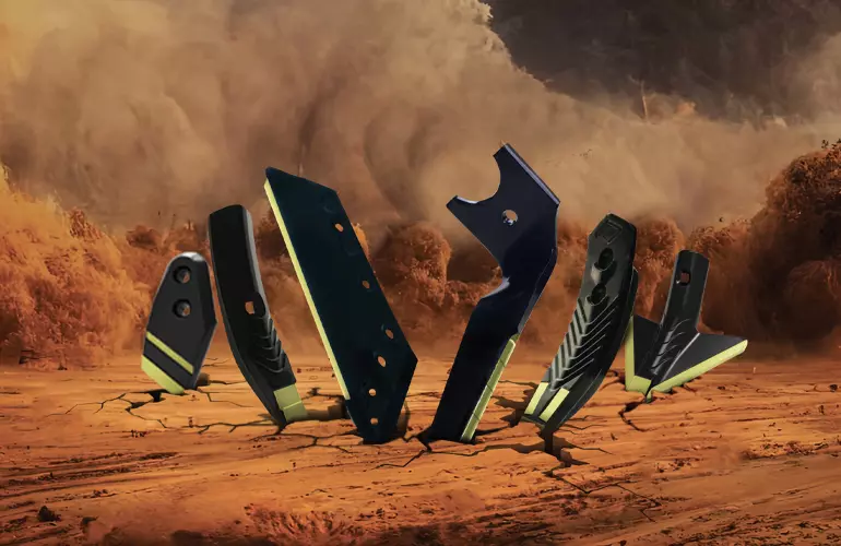 Eine Darstellung von Krabid-Originalteilen, welche von der Firma KUHN angeboten werden.