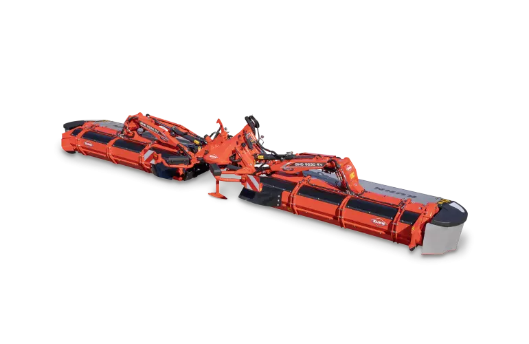 Ein Bild des GMD 9530 RV, eines Scheibenschmetterlingsmähwerks mit Querförderschnecken von KUHN