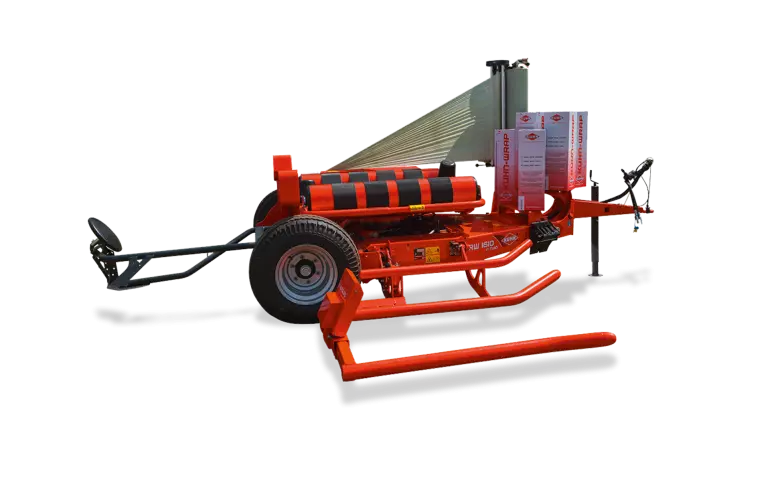 Ein Bild eines RW 1410 C, eines gezogenen selbstladenden Ballenwickler von KUHN.