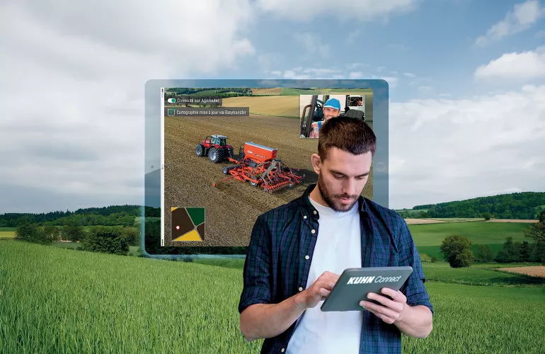 Die Vorteile der Vernetzung mit KUHN Connect in einem Bild dargestellt.