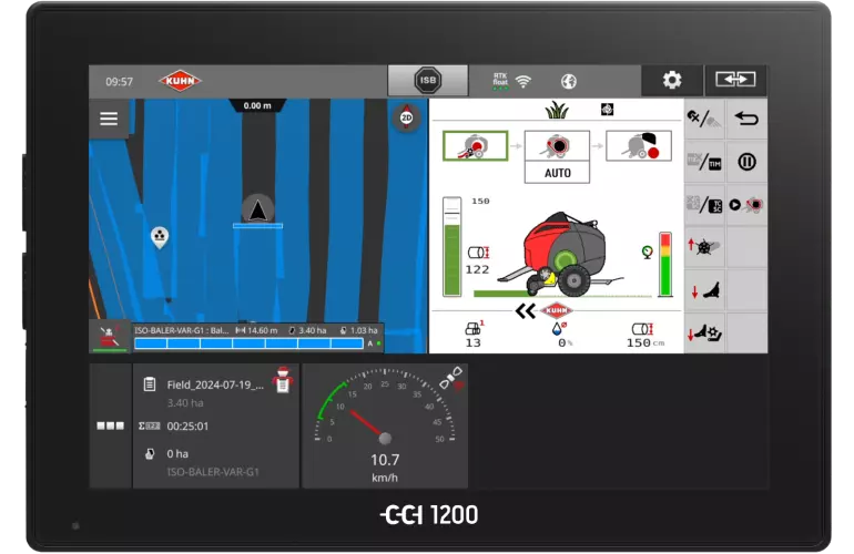 The TC-SC function allows VB 7100 series balers to be equipped with a GPS automated pick-up