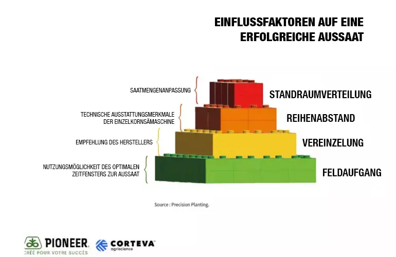 Schematische Darstellung der Einflussfaktoren auf eine erfolgreiche Aussaat in Pyramidenform