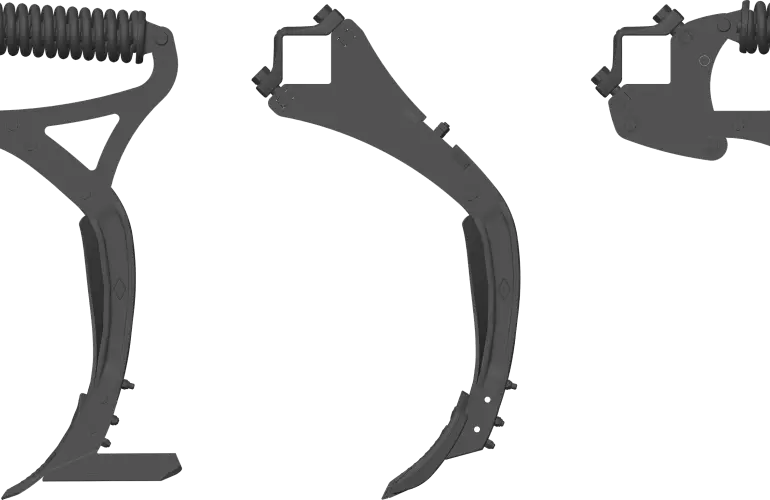 Ansicht der 2 CULTIMER-Zinken: Mit Sicherung NSM bzw. T