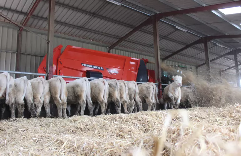 Einstreu- und Verteilgerät PRIMOR 15070 M im Modus Einstreuen