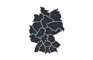 Eine Darstellung der Vertriebsgebiete der Firma KUHN