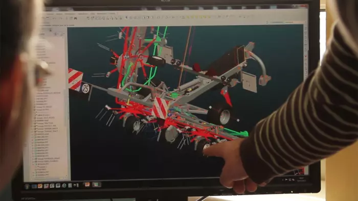 Vista 3D de un henificador KUHN