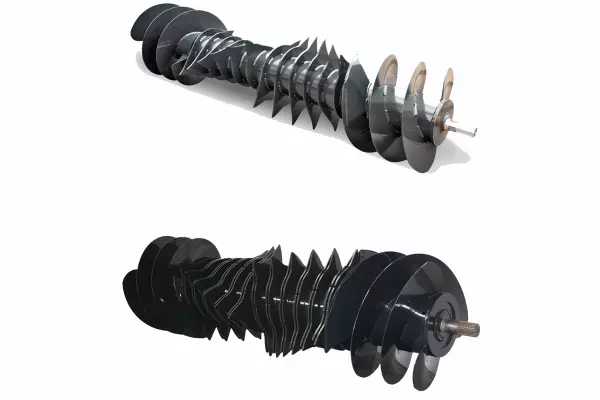 Beim OPTIFEED-Rotor mit 48 cm Durchmesser sitzen die Rotorzinken und die Schneckenwindungen auf derselben Welle.