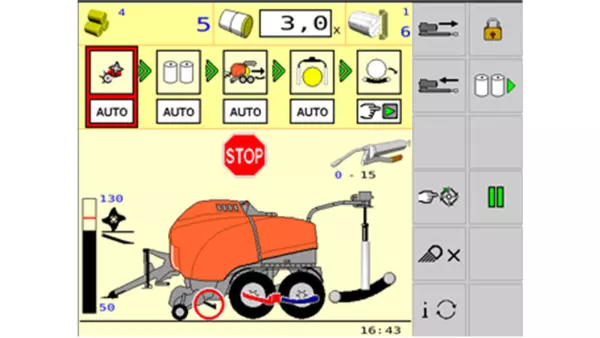 Übersicht der Messer- und Schneidbodenpositionen beim automatischen Beseitigen von Blockaden