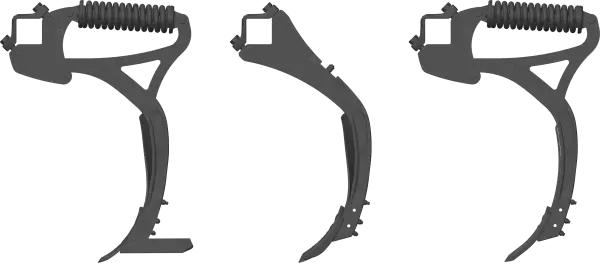 Ansicht der 2 CULTIMER-Zinken: Mit Sicherung NSM bzw. T