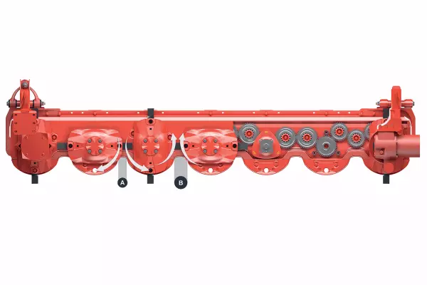 Unterschiedliche Abstände zwischen den Mähscheiben am Mähbalken OPTIDISC ELITE sorgen für eine saubere Schnittqualität.