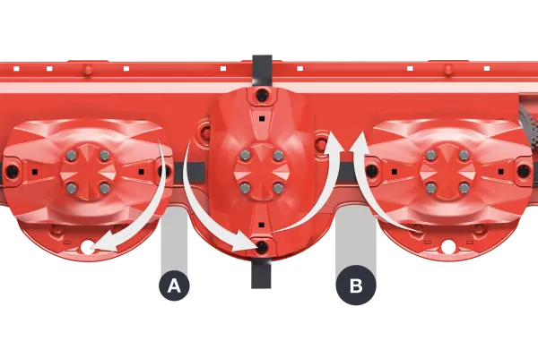 Unterschiedliche Abstände zwischen den Mähscheiben am Mähbalken OPTIDISC ELITE sorgen für eine saubere Schnittqualität.