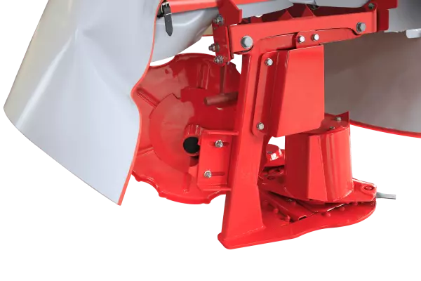 Externe Verbindung in verstärkter Ausführung zwischen dem Mähbalken und der Rahmenkonstruktion