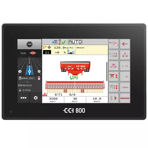 Sieb CCI 800 mit pneumatischer ISOBUS-Säschiene BTF und Fronttrichter TF1512