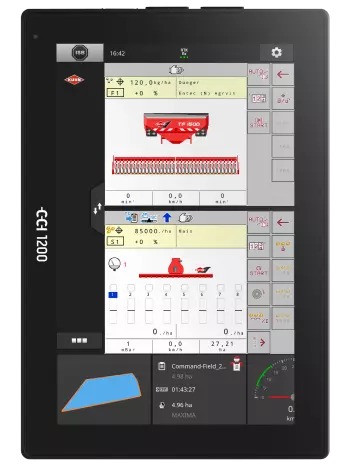 CCI 1200 Terminal in vertikaler Position mit automatisch neu angeordneten Darstellungen