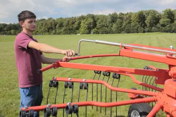 GA 6501: Einstellung der Schwadbreite mittels Handkurbel