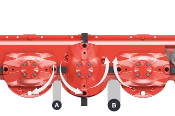 Unterschiedliche Abstände zwischen den Mähscheiben am Mähbalken OPTIDISC ELITE sorgen für eine saubere Schnittqualität.