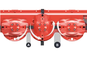 Unterschiedliche Abstände zwischen den Mähscheiben am Mähbalken OPTIDISC ELITE sorgen für eine saubere Schnittqualität.