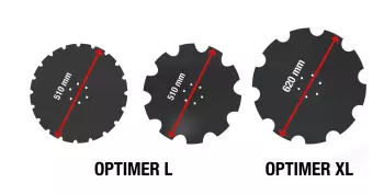 Die Kurzscheibeneggen OPTIMER L sind mit 510-mm-Scheiben und die OPTIMER XL mit 620-mm-Scheiben ausgestattet.