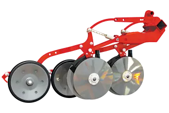 SEEDFLEX-Säelemente bei der Drillmaschinenserie VENTA 1030 mit versetzten Doppelscheiben an Parallelogramm